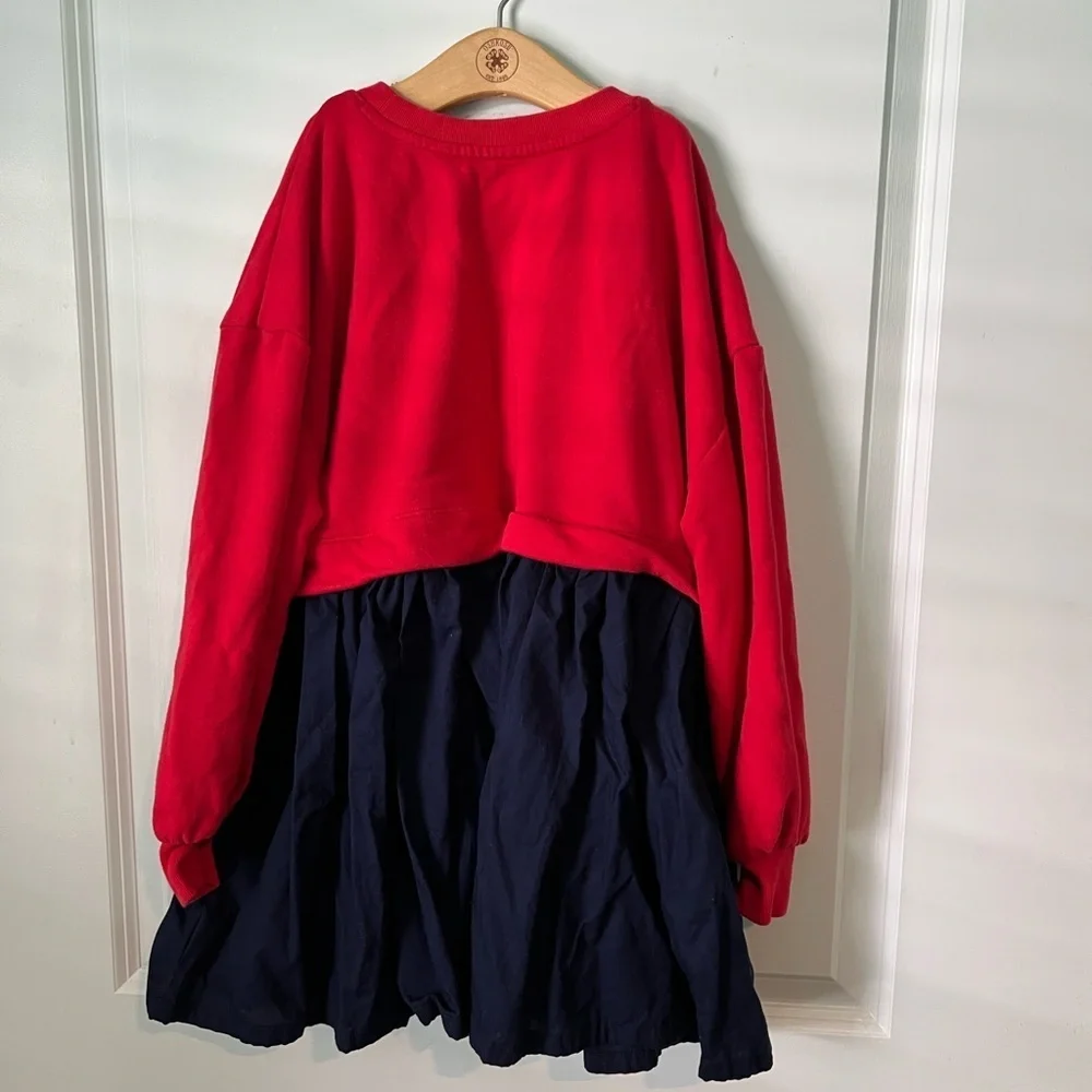 GIRLS Gap 2-in-1 Vintage Soft Sweatshirt Dress | Holiday| navy + red